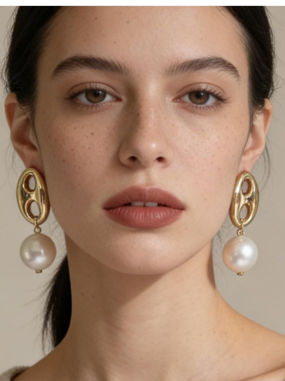 Gold Tone Pearl Drop Statement Earrings | Vintage Inspired Dangle Earrings